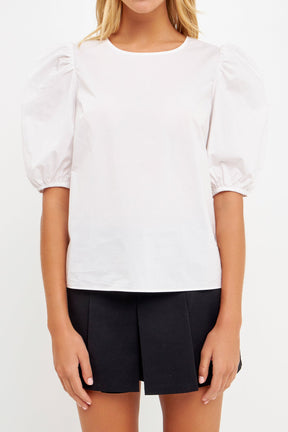 English Factory - Poplin Puff Sleeve Top