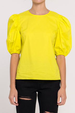 Poplin Puff Sleeve Top
