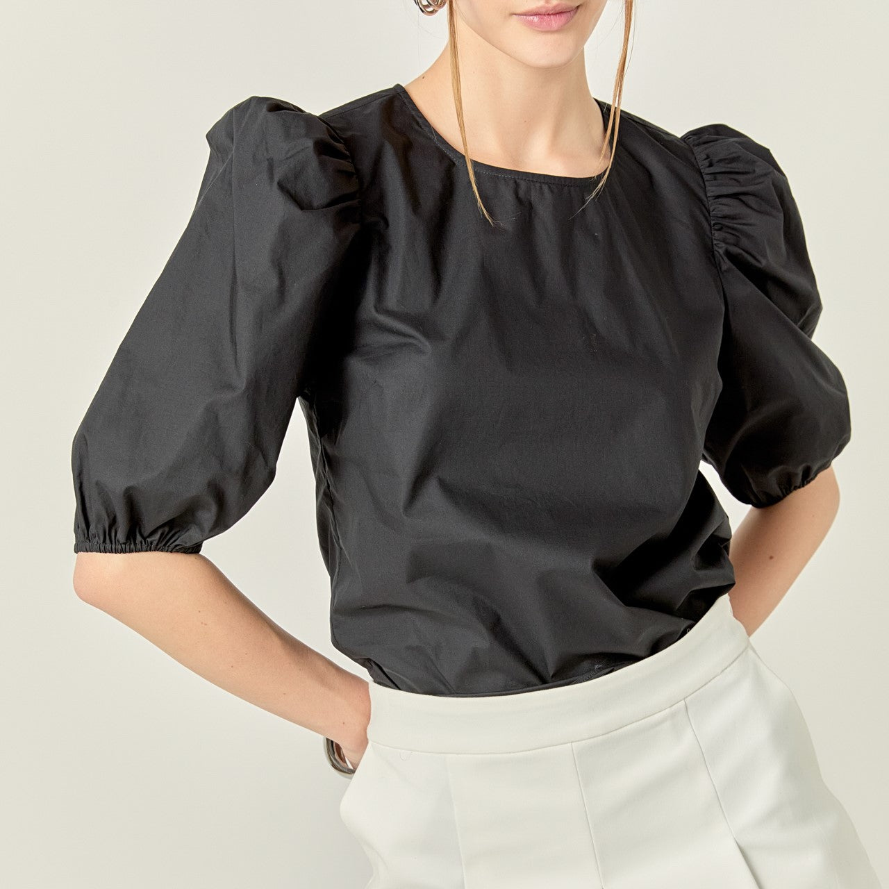 ENGLISH FACTORY - Poplin Puff Sleeve Top - TOPS available at Objectrare