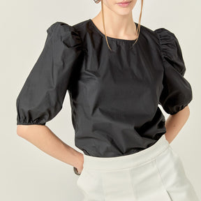 ENGLISH FACTORY - Poplin Puff Sleeve Top - TOPS available at Objectrare
