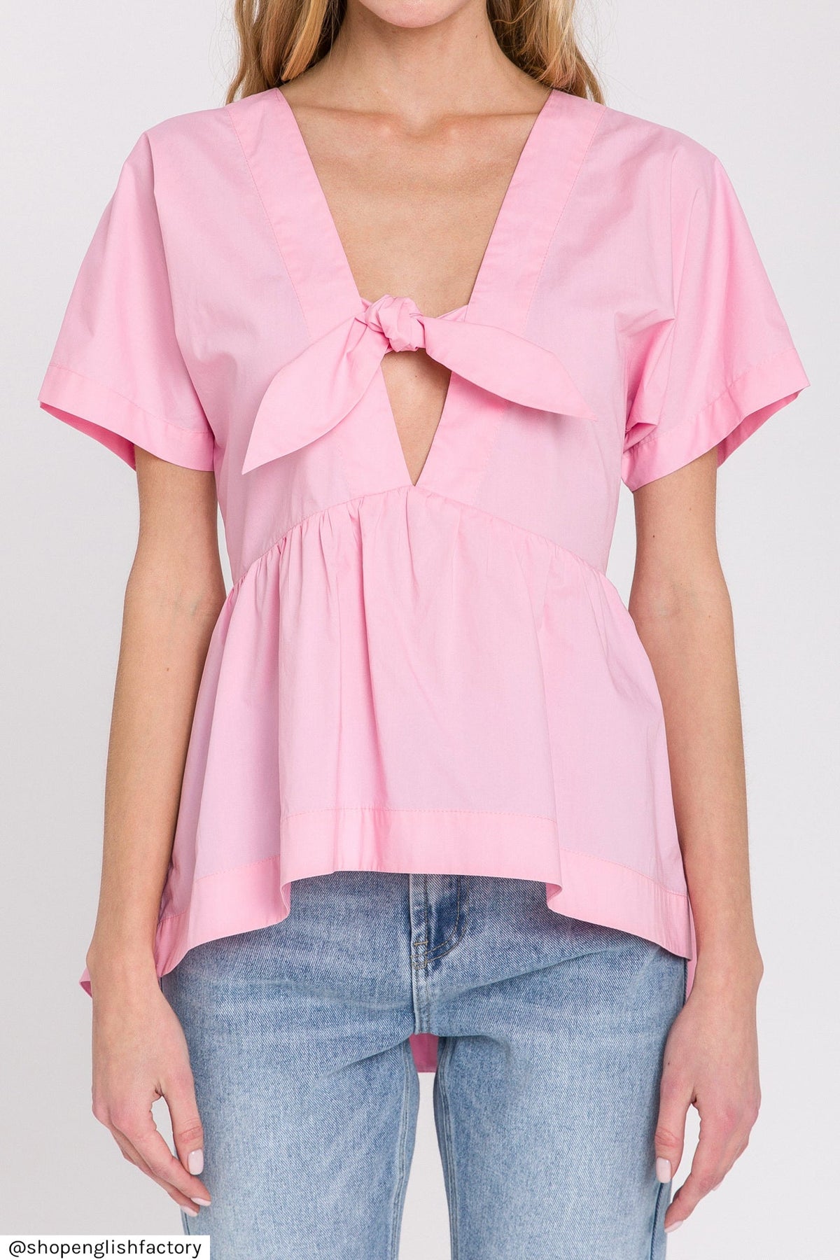 Front Tie Poplin Top