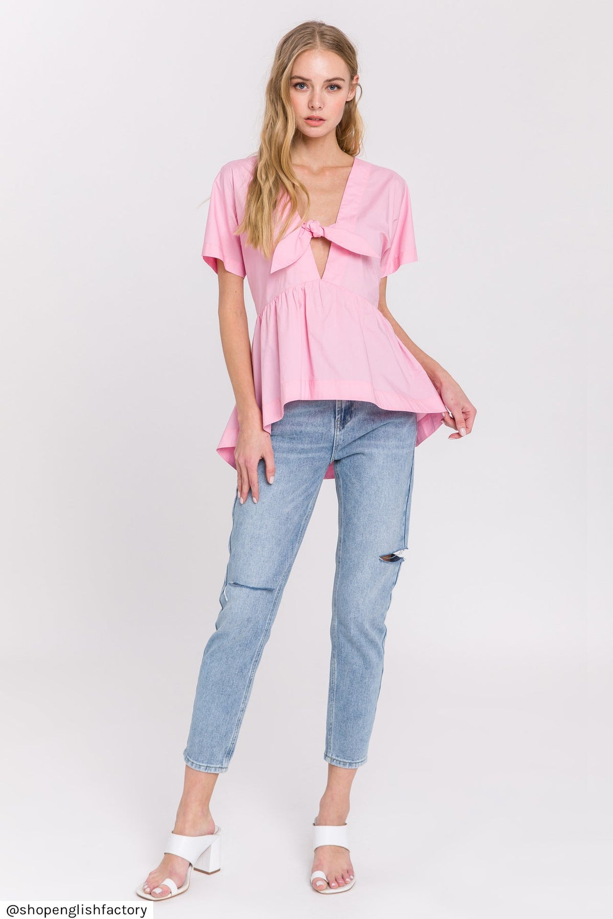 Front Tie Poplin Top