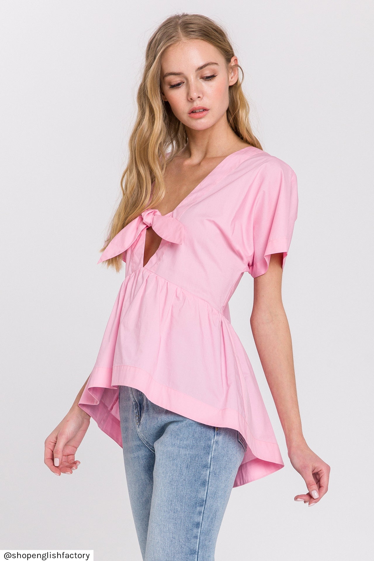 Front Tie Poplin Top