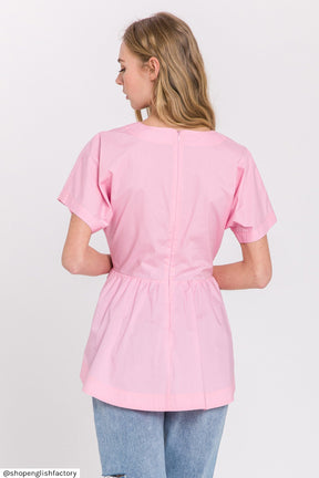 Front Tie Poplin Top