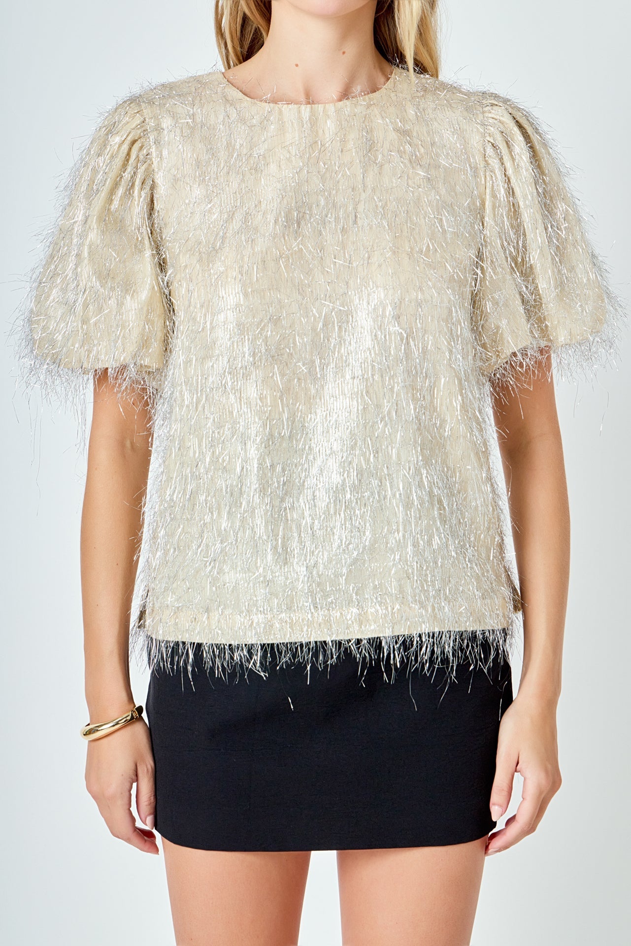 ENDLESS ROSE - Fringe Puff Sleeve Top - TOPS available at Objectrare
