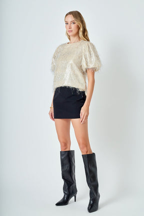 ENDLESS ROSE - Fringe Puff Sleeve Top - TOPS available at Objectrare