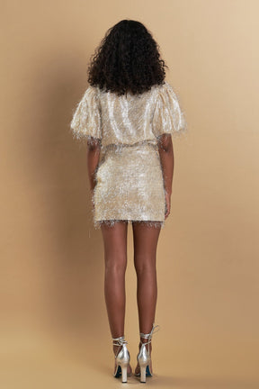 ENDLESS ROSE - Fringe Puff Sleeve Top - TOPS available at Objectrare