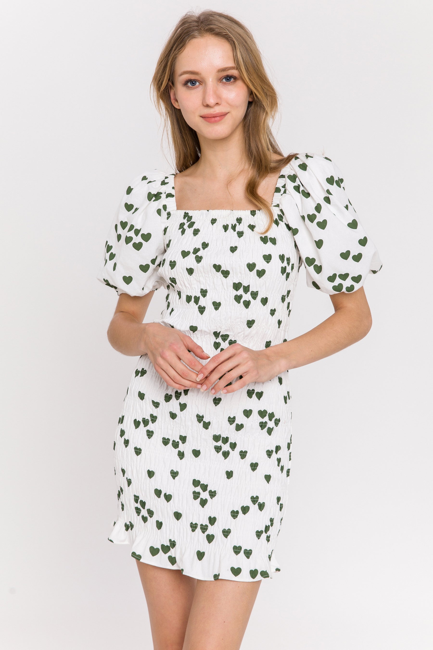 FREE THE ROSES - Heart Print Smocked Dress - DRESSES available at Objectrare