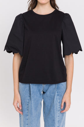 Scalloped Sleeve Top