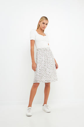 Sequins Print Midi Skirt