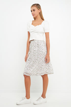 Sequins Print Midi Skirt