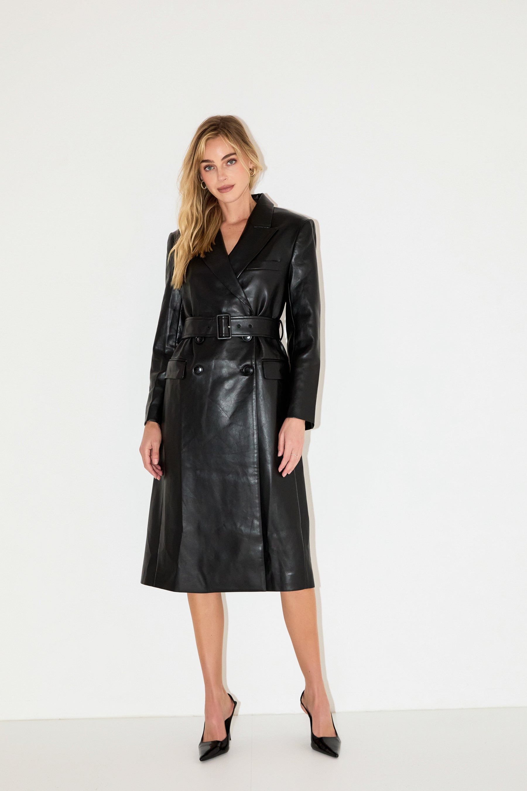 GREY LAB - Premium Faux Leather Trench Coat - COATS available at Objectrare
