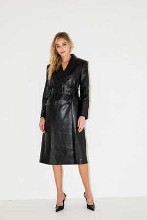 GREY LAB - Premium Faux Leather Trench Coat - COATS available at Objectrare