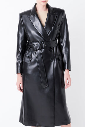 GREY LAB - Grey Lab - Long Faux Leather Trench Coat - COATS available at Objectrare