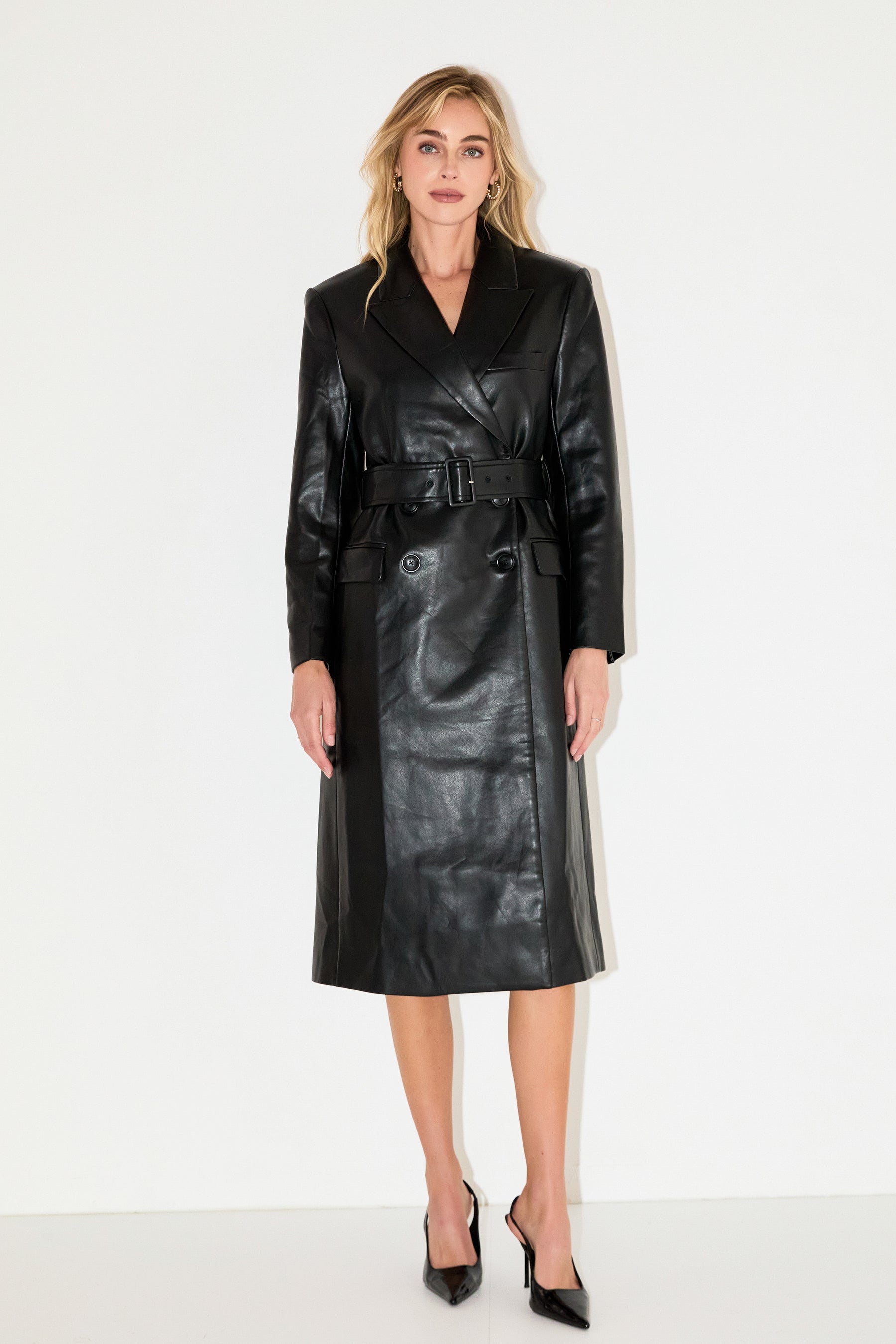 GREY LAB - Premium Faux Leather Trench Coat - COATS available at Objectrare