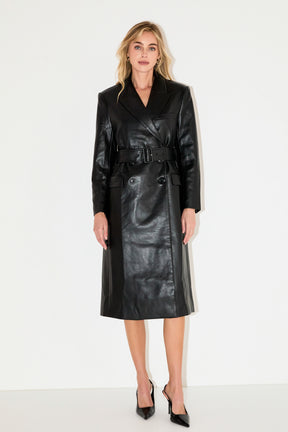 GREY LAB - Premium Faux Leather Trench Coat - COATS available at Objectrare