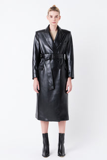 GREY LAB - Premium Faux Leather Trench Coat - COATS available at Objectrare