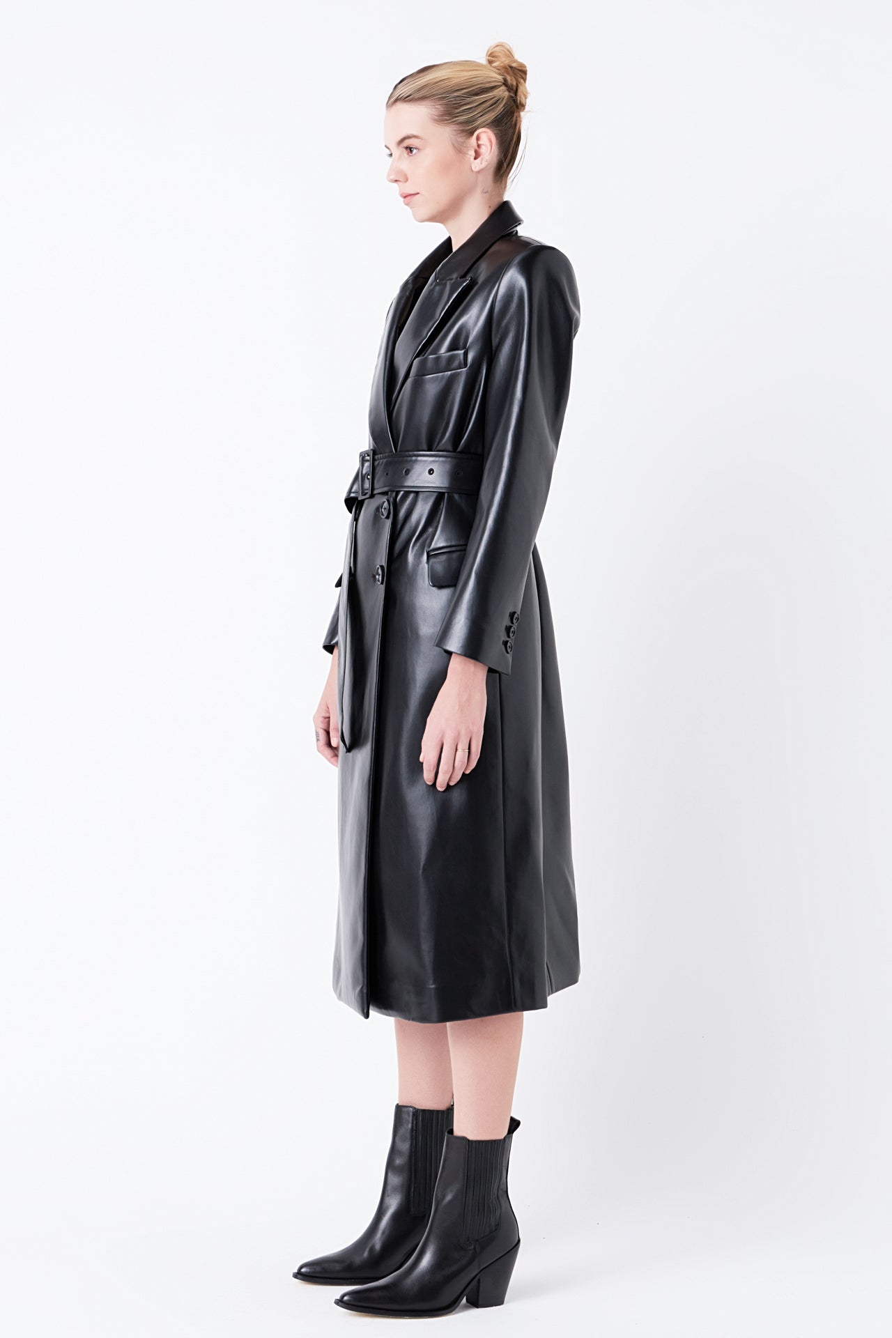 GREY LAB - Grey Lab - Long Faux Leather Trench Coat - COATS available at Objectrare