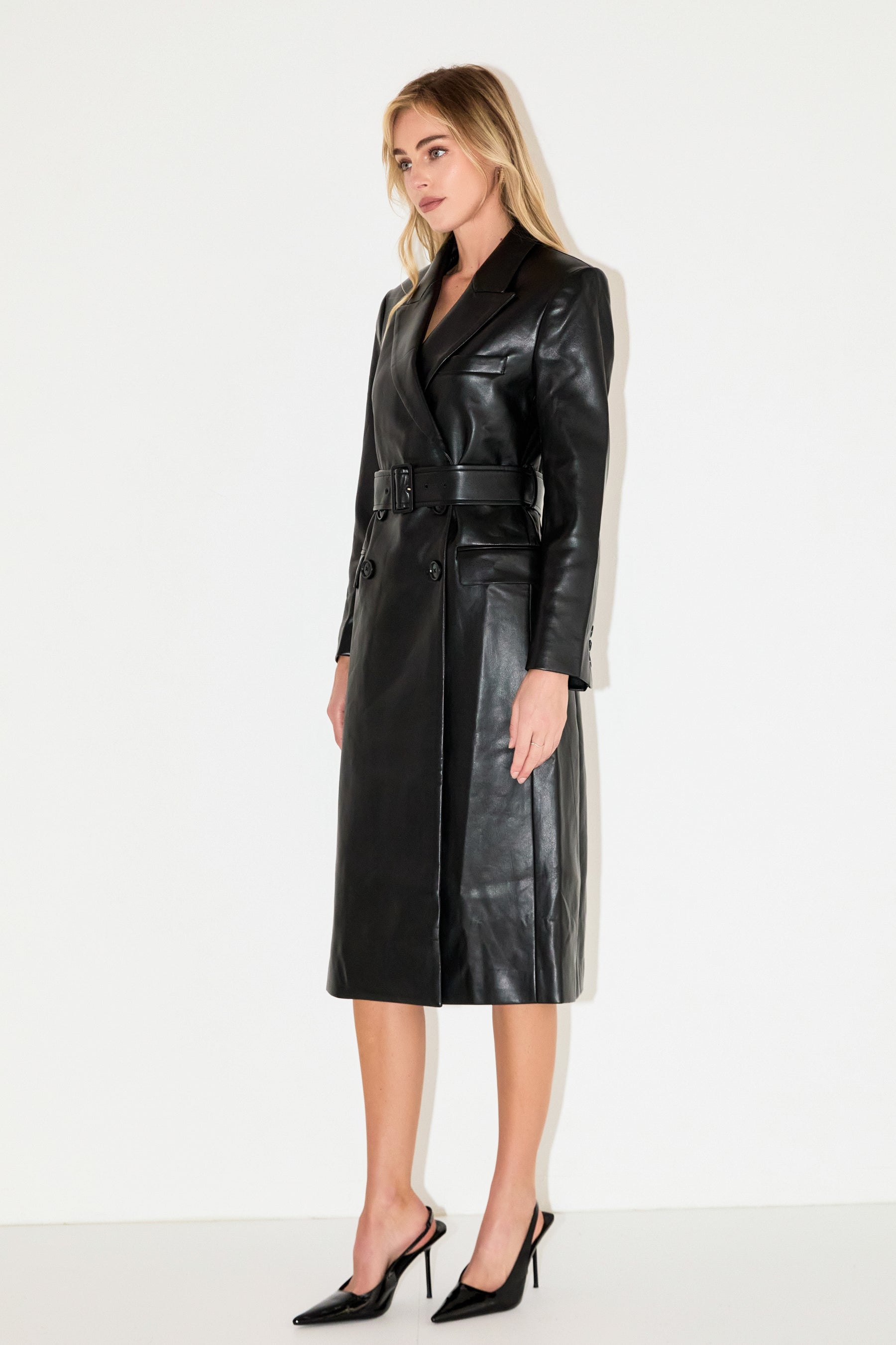 GREY LAB - Premium Faux Leather Trench Coat - COATS available at Objectrare