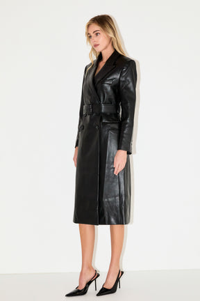 GREY LAB - Premium Faux Leather Trench Coat - COATS available at Objectrare