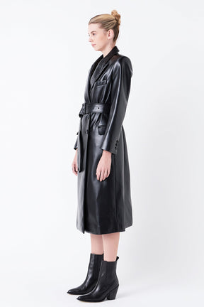 GREY LAB - Premium Faux Leather Trench Coat - COATS available at Objectrare