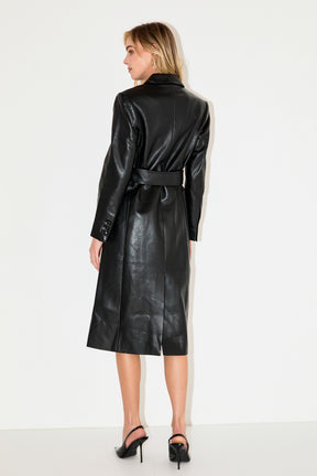 GREY LAB - Premium Faux Leather Trench Coat - COATS available at Objectrare