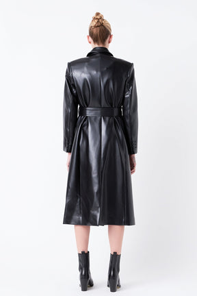 GREY LAB - Grey Lab - Long Faux Leather Trench Coat - COATS available at Objectrare