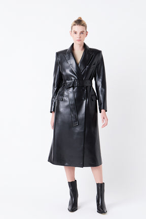 GREY LAB - Premium Faux Leather Trench Coat - COATS available at Objectrare