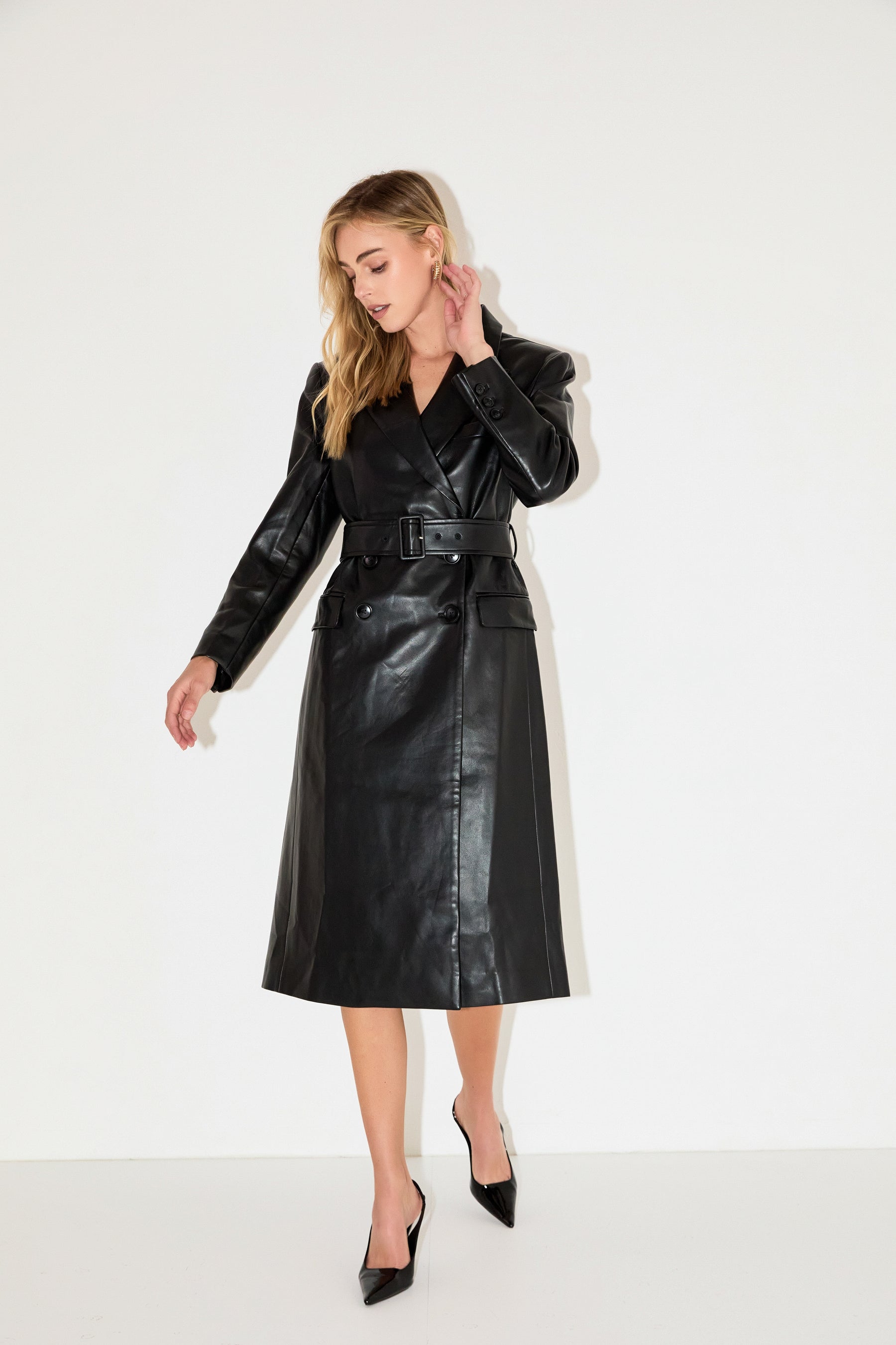 GREY LAB - Premium Faux Leather Trench Coat - COATS available at Objectrare