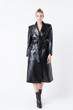 GREY LAB - Premium Faux Leather Trench Coat - COATS available at Objectrare