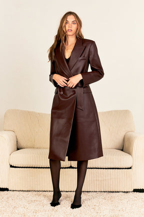 GREY LAB - Grey Lab - Long Faux Leather Trench Coat - COATS available at Objectrare