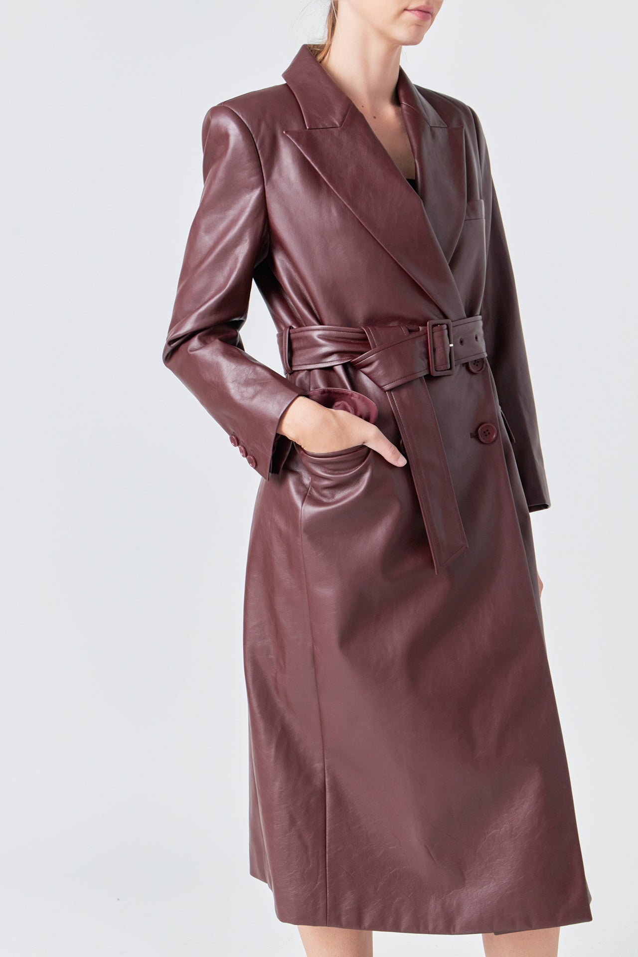 GREY LAB - Premium Faux Leather Trench Coat - COATS available at Objectrare