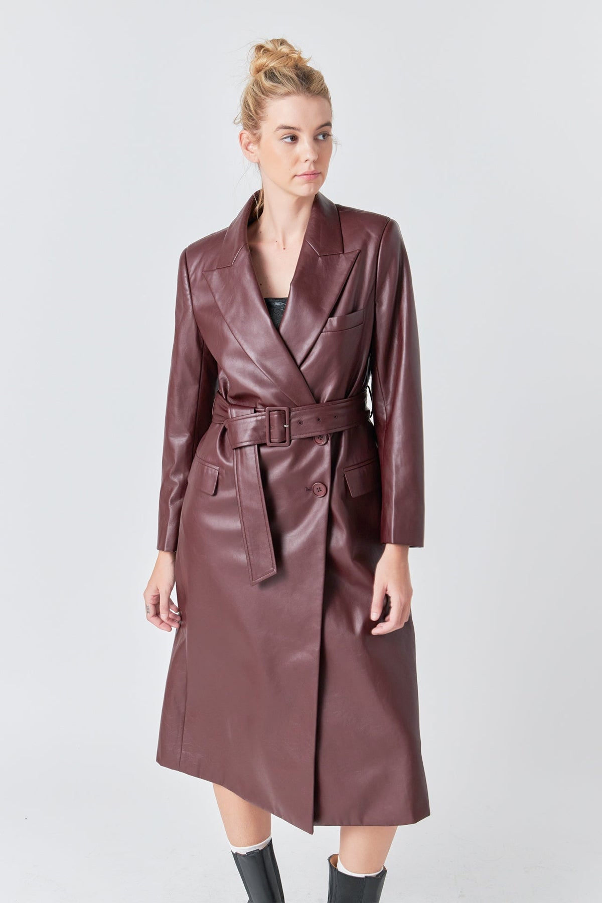 GREY LAB - Grey Lab - Long Faux Leather Trench Coat - COATS available at Objectrare