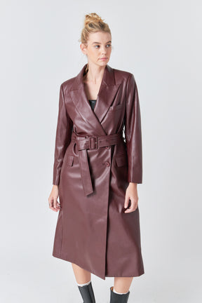 GREY LAB - Premium Faux Leather Trench Coat - COATS available at Objectrare