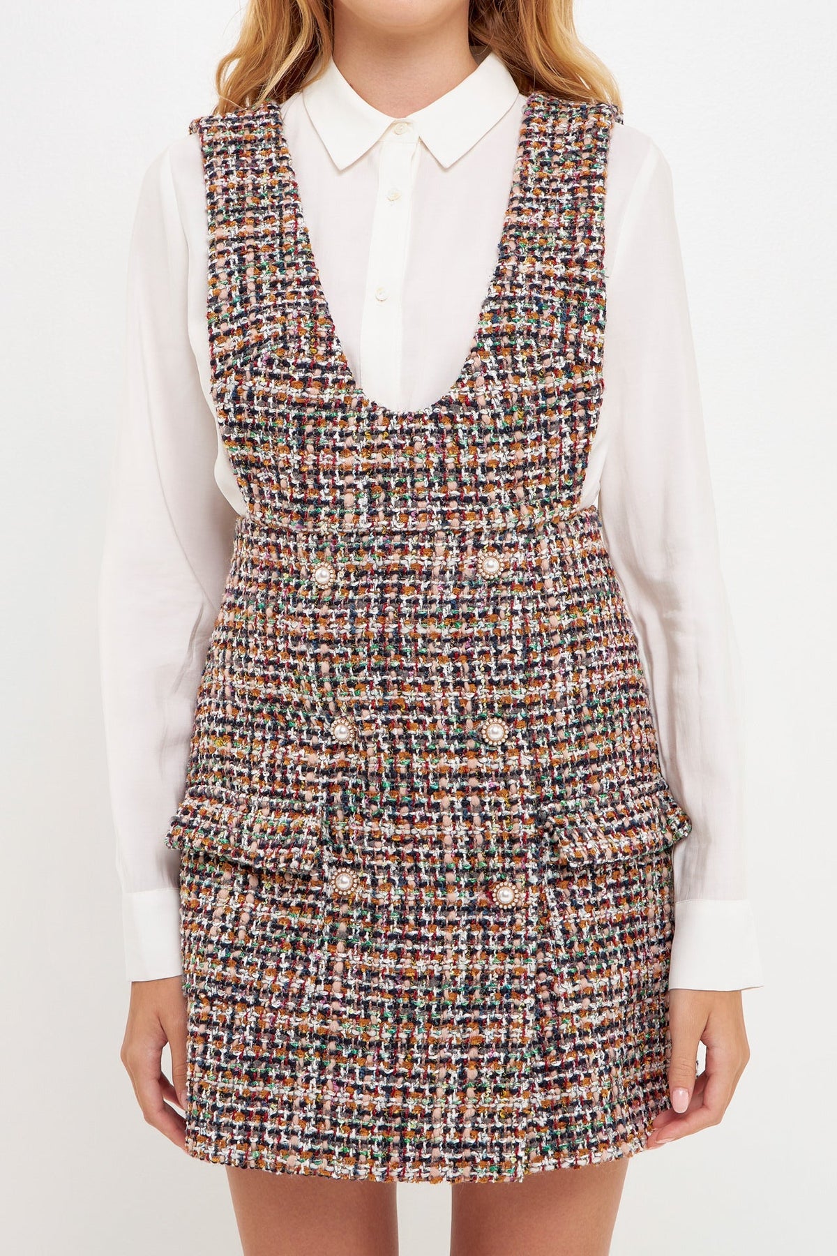 ENGLISH FACTORY - Tweed Pinafore Mini Dress - DRESSES available at Objectrare