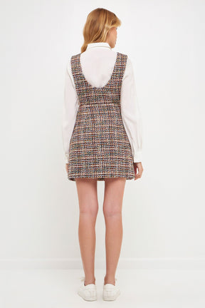 ENGLISH FACTORY - Tweed Pinafore Mini Dress - DRESSES available at Objectrare
