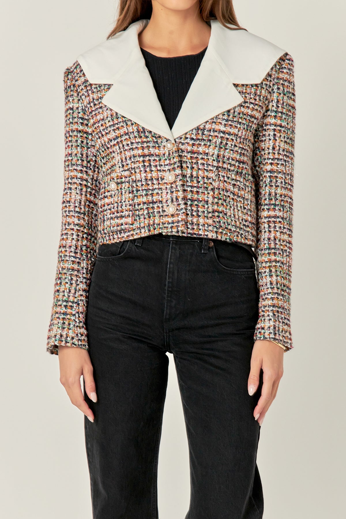 ENGLISH FACTORY - Tweed Jacket with Sailor Collar - BLAZERS available at Objectrare