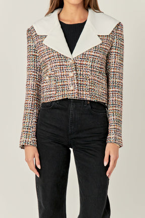 ENGLISH FACTORY - Tweed Jacket with Sailor Collar - JACKETS available at Objectrare