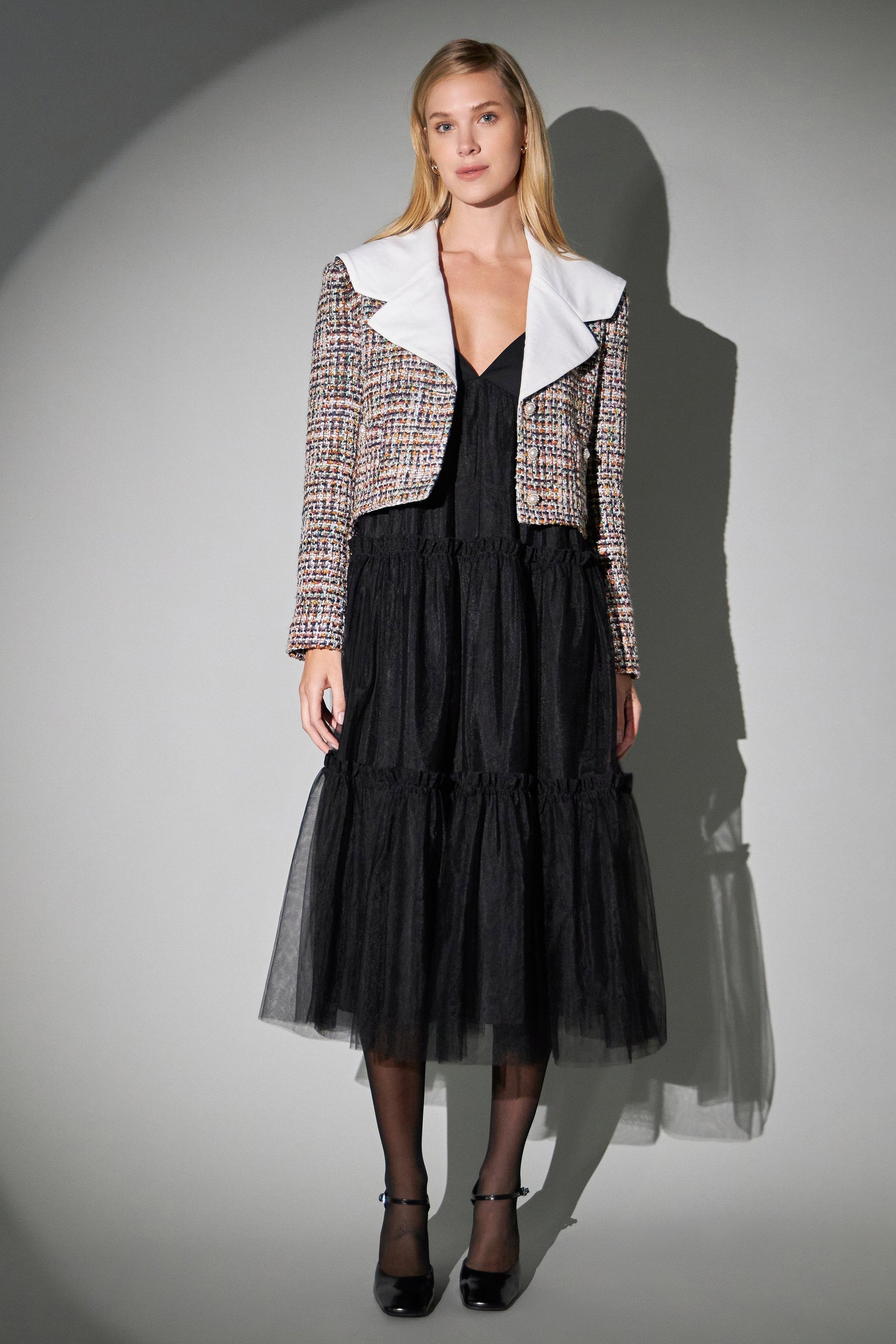 ENGLISH FACTORY - Tulle Contrast Midi Dress - DRESSES available at Objectrare