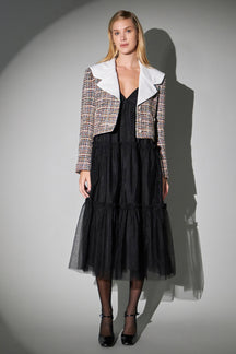 ENGLISH FACTORY - Tulle Contrast Midi Dress - DRESSES available at Objectrare
