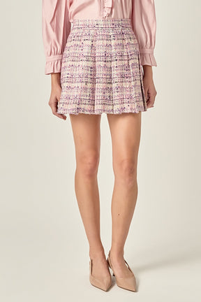 ENGLISH FACTORY - Tweed Pleated Skirt - SKIRTS available at Objectrare