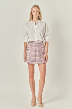 ENGLISH FACTORY - Tweed Pleated Skirt - SKIRTS available at Objectrare