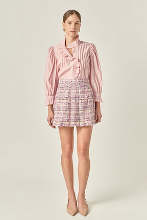 ENGLISH FACTORY - Tweed Pleated Skirt - SKIRTS available at Objectrare