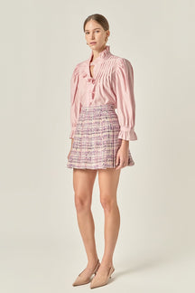 ENGLISH FACTORY - Tweed Pleated Skirt - SKIRTS available at Objectrare