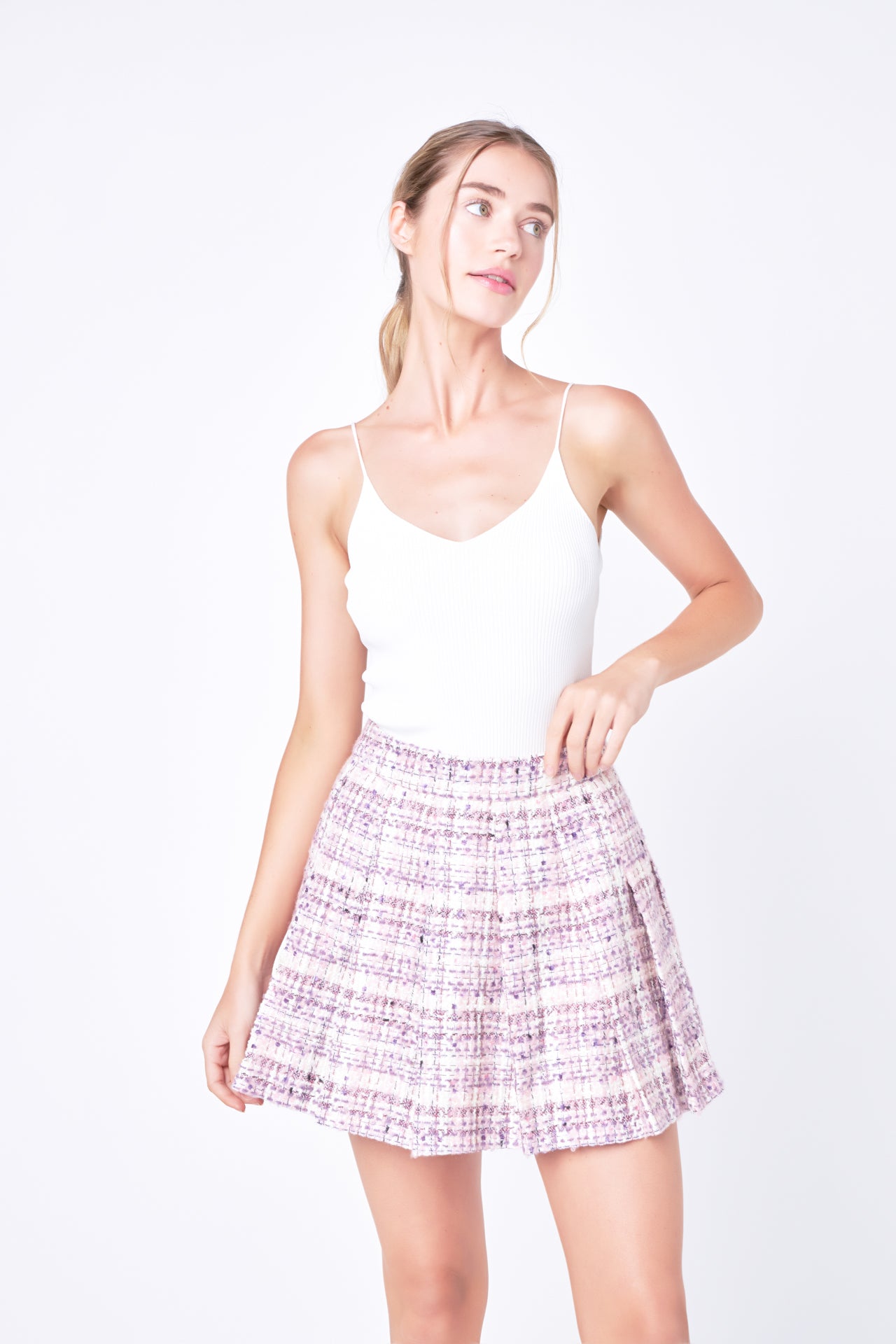 ENGLISH FACTORY - Tweed Pleated Skirt - SKIRTS available at Objectrare