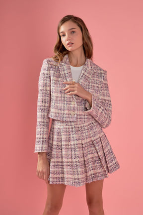 ENGLISH FACTORY - Tweed Cropped Blazer - BLAZERS available at Objectrare