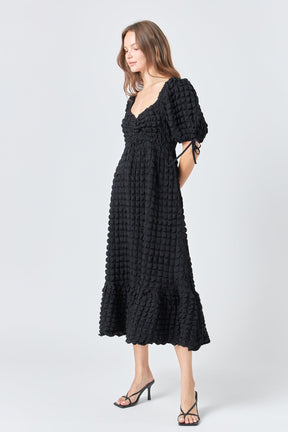 ENDLESS ROSE - Bubble Puff Sleeve Maxi Dress - DRESSES available at Objectrare
