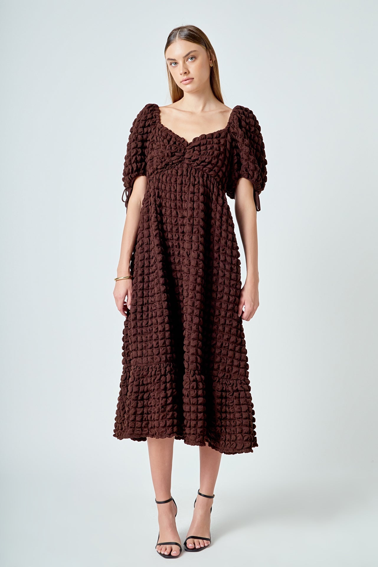 ENDLESS ROSE - Bubble Puff Sleeve Maxi Dress - DRESSES available at Objectrare