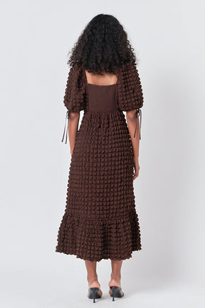 Bubble Puff Sleeve Maxi Dress