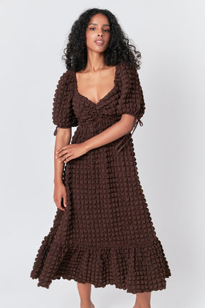 Bubble Puff Sleeve Maxi Dress